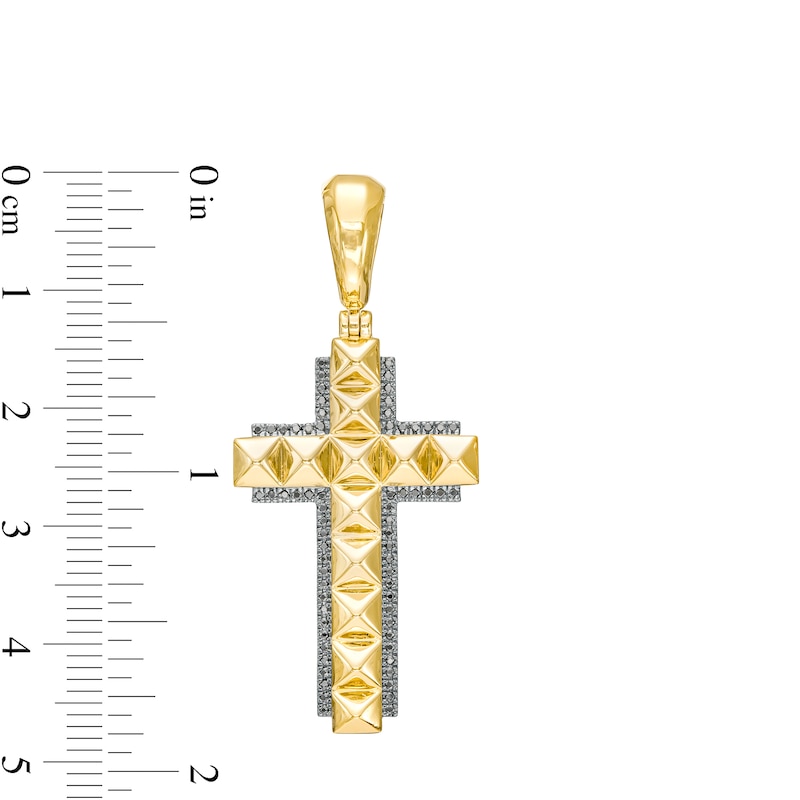 Main Image 2 of 1/4 CT. T.W. Black Diamond Spiked Cross Necklace Charm in 10K Gold
