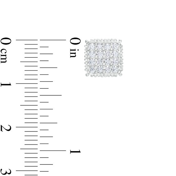 1-1/4 CT. T.w. Multi-Diamond Puffed Square Stud Earrings in 10K White Gold