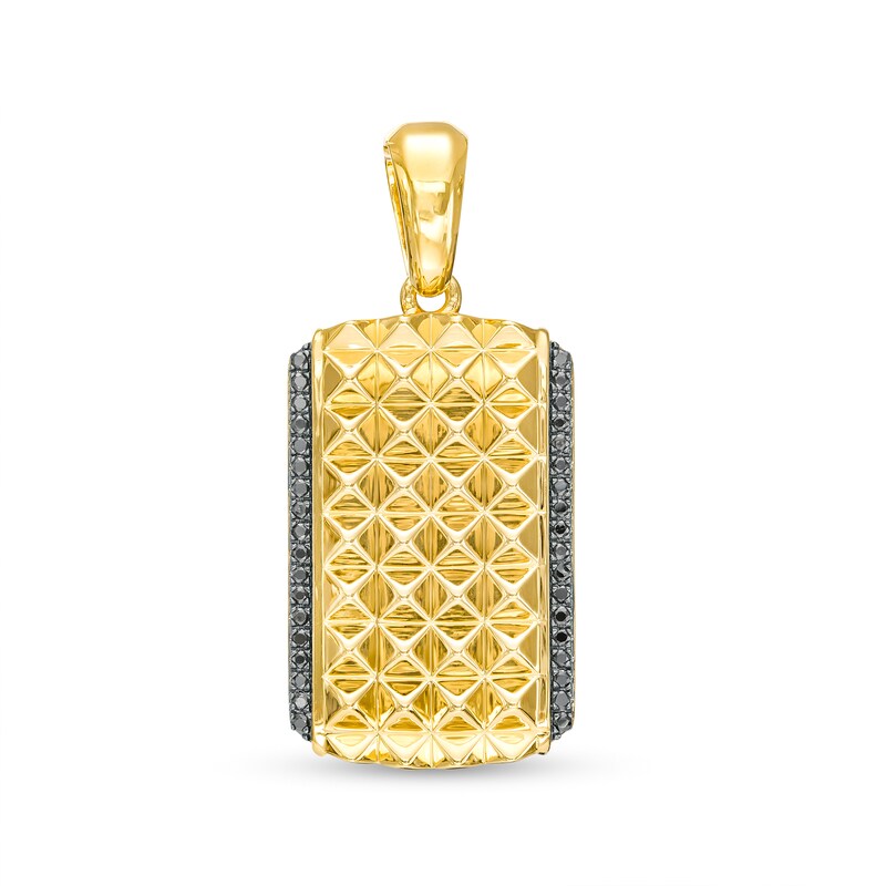 Main Image 1 of 1/4 CT. T.W. Black Diamond Spiked Dog Tag Necklace Charm in 10K Gold