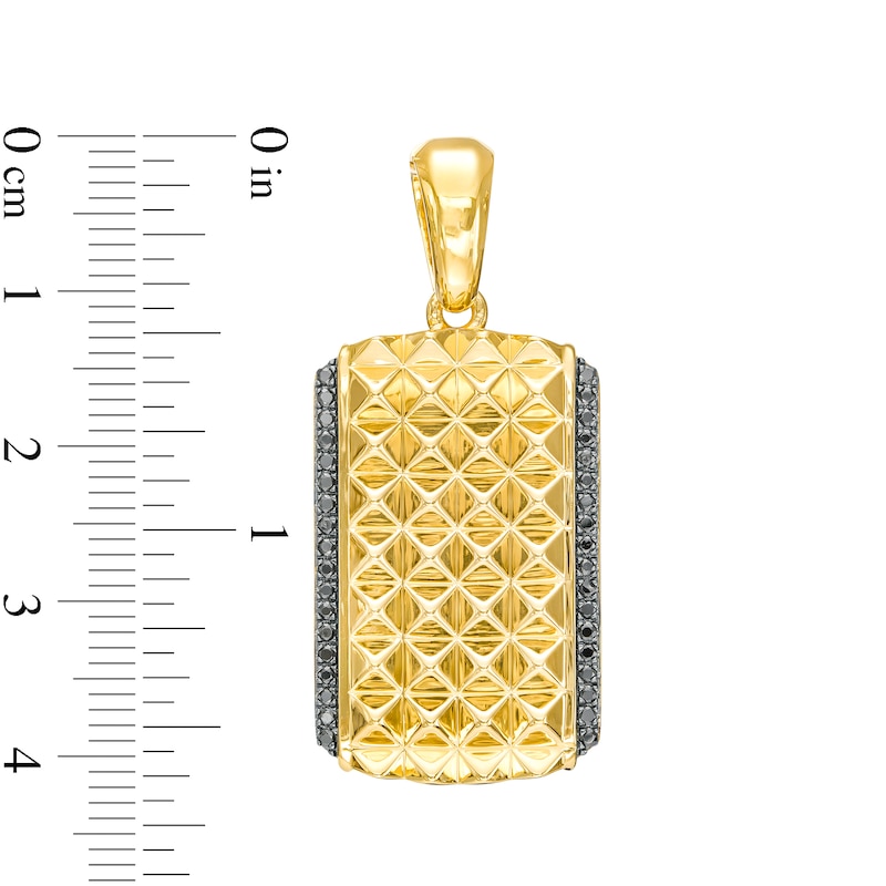 Main Image 2 of 1/4 CT. T.W. Black Diamond Spiked Dog Tag Necklace Charm in 10K Gold