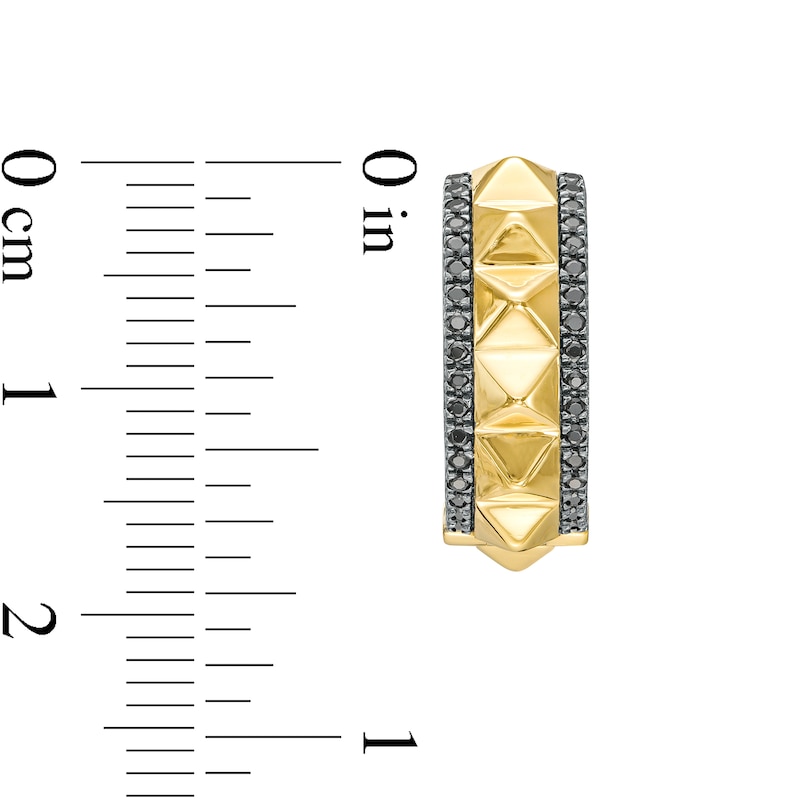 Main Image 3 of 1/3 CT. T.W. Black Diamond Spiked Double Row Huggie Hoop Earrings in 10K Gold