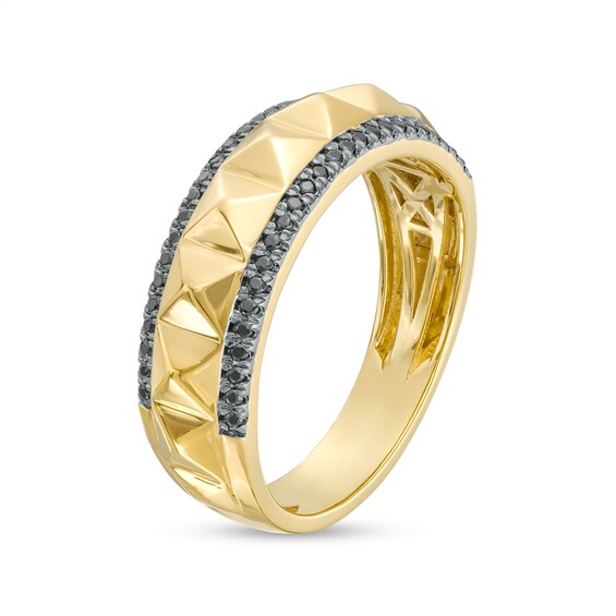 1/4 CT. T.w. Black Diamond Spiked Double Row Ring in 10K Gold