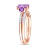 Thumbnail Image 2 of Multi-Shape Amethyst and 1/10 CT. T.W. Diamond Three Stone Bridal Set in 10K Rose Gold