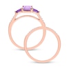 Thumbnail Image 4 of Multi-Shape Amethyst and 1/10 CT. T.W. Diamond Three Stone Bridal Set in 10K Rose Gold