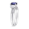 Thumbnail Image 3 of Blue and White Sapphire and 1/10 CT. T.W. Diamond Three Stone Bridal Set in 10K White Gold