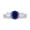 Thumbnail Image 4 of Blue and White Sapphire and 1/10 CT. T.W. Diamond Three Stone Bridal Set in 10K White Gold