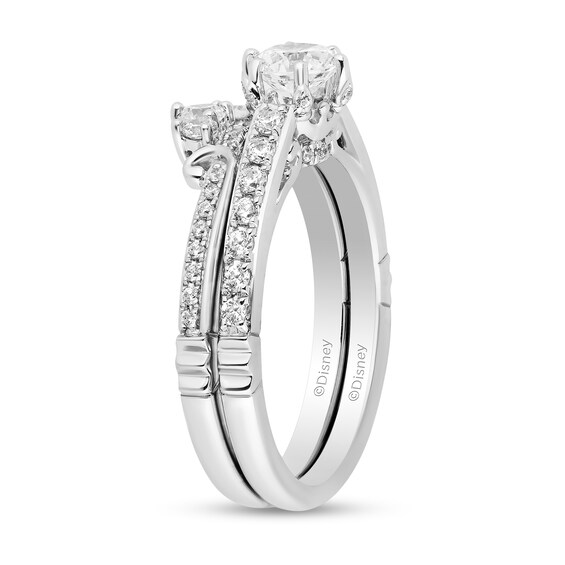 Enchanted Disney Majestic Princess 1 CT. T.w. Diamond Crown Contour Bridal Set in 14K White Gold