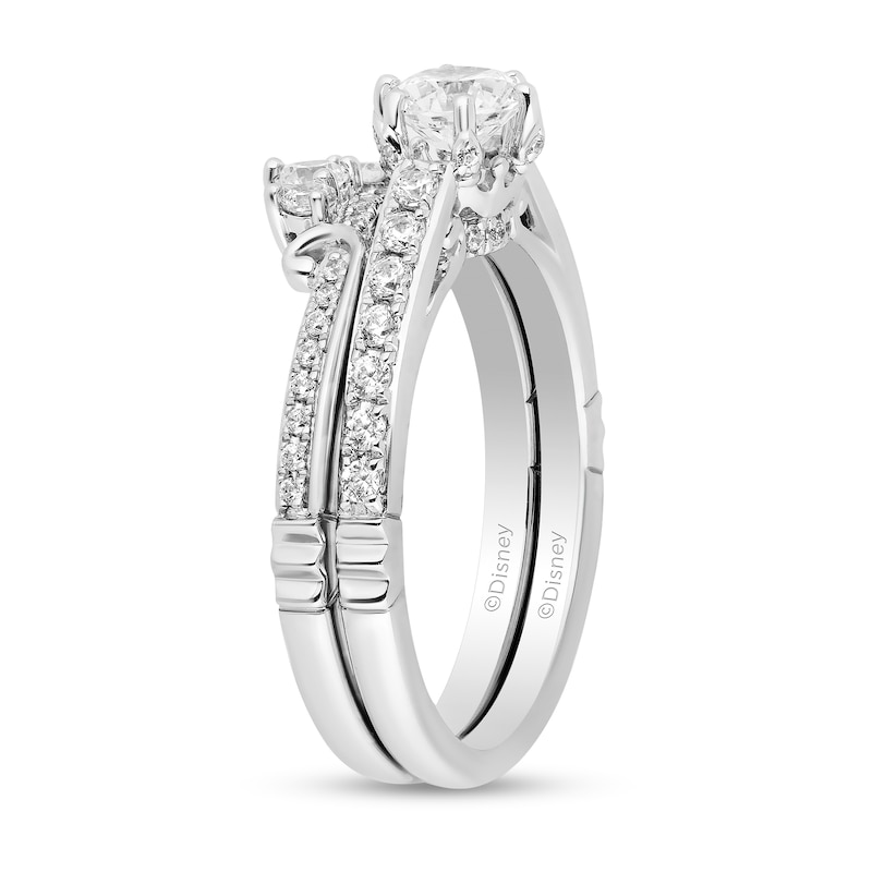 Main Image 2 of Enchanted Disney Majestic Princess 1 CT. T.W. Diamond Crown Contour Bridal Set in 14K White Gold