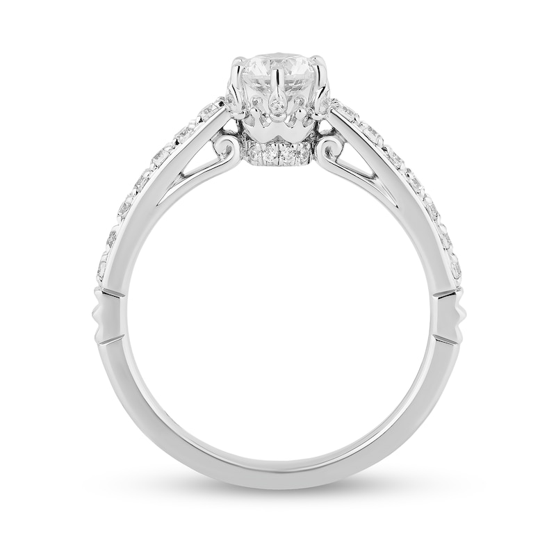 Main Image 4 of Enchanted Disney Majestic Princess 1 CT. T.W. Diamond Crown Contour Bridal Set in 14K White Gold