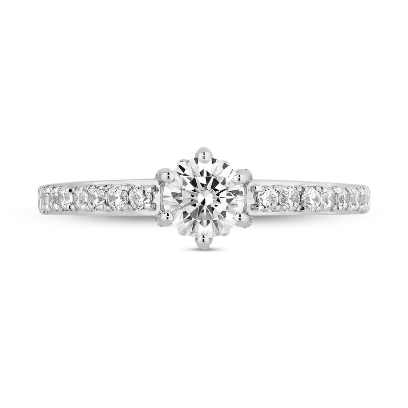 Main Image 6 of Enchanted Disney Majestic Princess 1 CT. T.W. Diamond Crown Contour Bridal Set in 14K White Gold