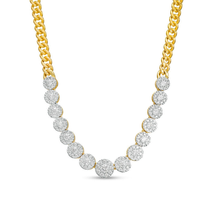1 CT. T.W. Multi-Diamond Curb Chain Necklace in 10K Gold - 16"