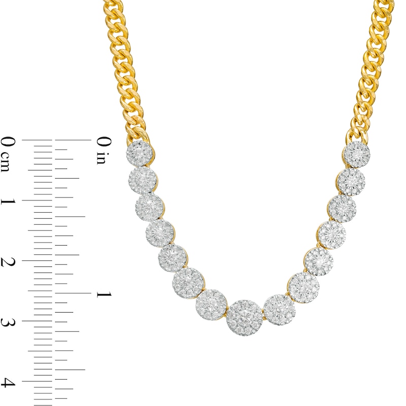 1 CT. T.W. Multi-Diamond Curb Chain Necklace in 10K Gold - 16"