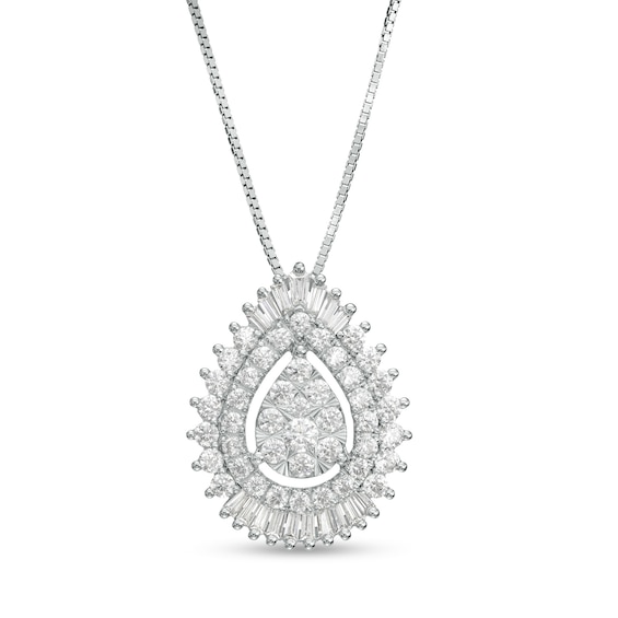 1 CT. T.w. Pear Multi-Diamond Shadow Frame Pendant in 10K White Gold