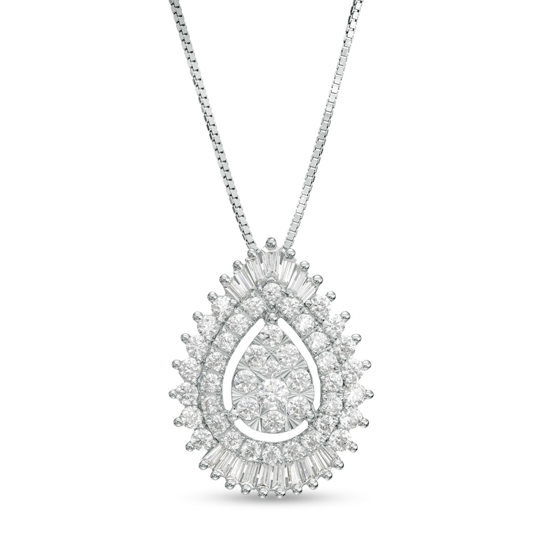 Main Image 1 of 1 CT. T.W. Pear Multi-Diamond Shadow Frame Pendant in 10K White Gold