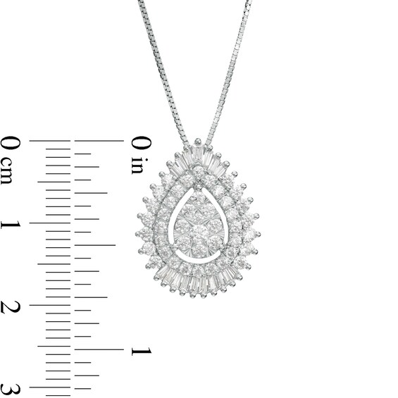 1 CT. T.w. Pear Multi-Diamond Shadow Frame Pendant in 10K White Gold