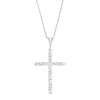 Thumbnail Image 1 of 1 CT. T.W. Baguette and Round Diamond Cross Pendant in 10K White Gold