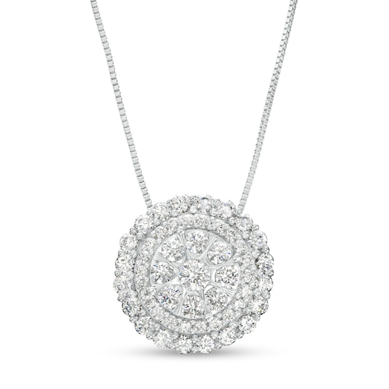 2 CT. T.w. Multi-Diamond Double Frame Pendant in 10K White Gold
