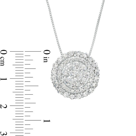 2 CT. T.w. Multi-Diamond Double Frame Pendant in 10K White Gold