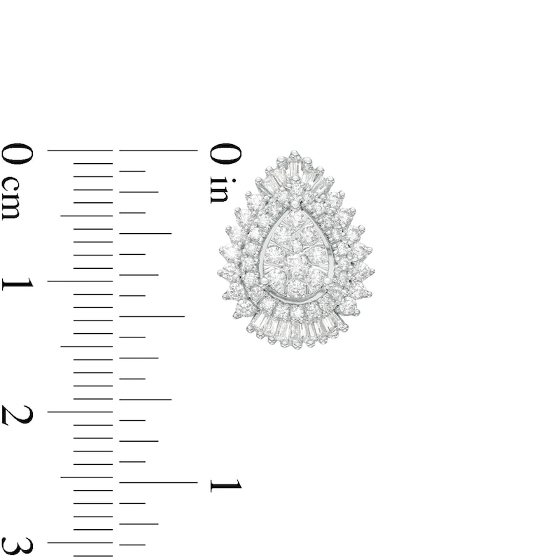 Main Image 3 of 1 CT. T.W. Pear-Shaped Multi-Diamond Shadow Frame Stud Earrings in 10K White Gold