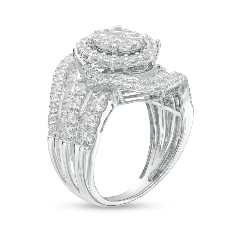 Main Image 3 of 1-1/2 CT. T.W. Oval Multi-Diamond Swirl Bypass Ring in 10K White Gold