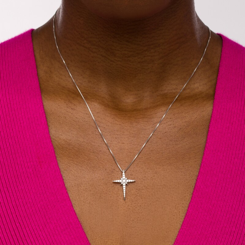 1/4 CT. T.W. Diamond North Star Pendant in 10K White Gold