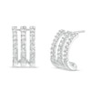 Thumbnail Image 1 of 1/4 CT. T.W. Diamond Triple Row J-Hoop Earrings in 10K White Gold