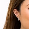 Thumbnail Image 2 of 1/4 CT. T.W. Diamond Triple Row J-Hoop Earrings in 10K White Gold