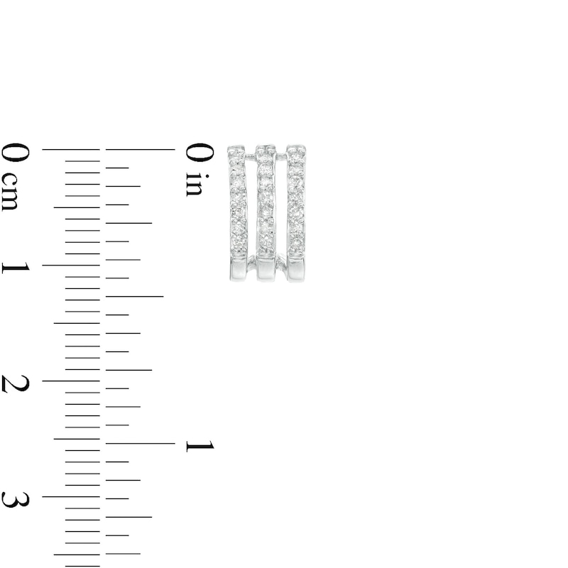 Main Image 3 of 1/4 CT. T.W. Diamond Triple Row J-Hoop Earrings in 10K White Gold