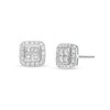 Thumbnail Image 1 of 1/2 CT. T.W. Quad Princess-Cut Diamond Cushion Frame Stud Earrings in 10K White Gold