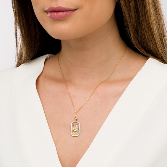 3/8 CT. T.w. Diamond Frame Saint Christopher Pendant in 10K Gold