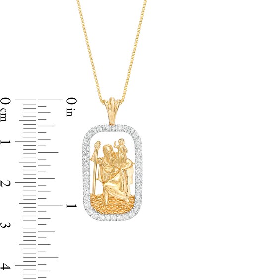 3/8 CT. T.w. Diamond Frame Saint Christopher Pendant in 10K Gold