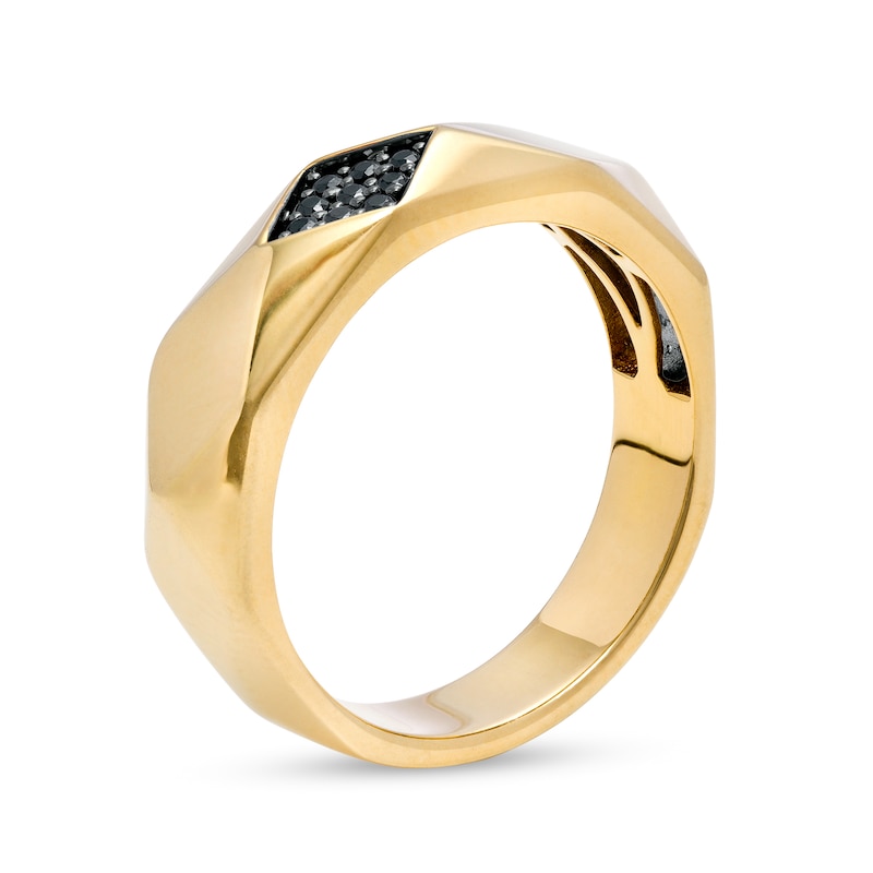 Main Image 2 of 1/10 CT. T.W. Black Diamond Geometric Ring in 10K Gold