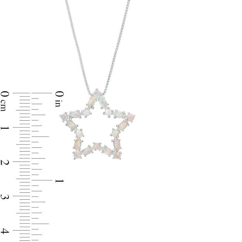 Main Image 3 of Marquise and Round Lab-Created Opal Star Outline Pendant in Sterling Silver