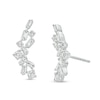 Thumbnail Image 1 of 1/4 CT. T.W. Baguette and Round Diamond Cluster Crawler Stud Earrings in 10K White Gold