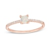 Thumbnail Image 1 of Princess-Cut Lab-Created Opal and White Sapphire Ring in Sterling Silver with 14K Rose Gold Plate