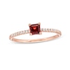 Thumbnail Image 1 of Princess-Cut Garnet and White Lab-Created Sapphire Ring in Sterling Silver with 14K Rose Gold Plate