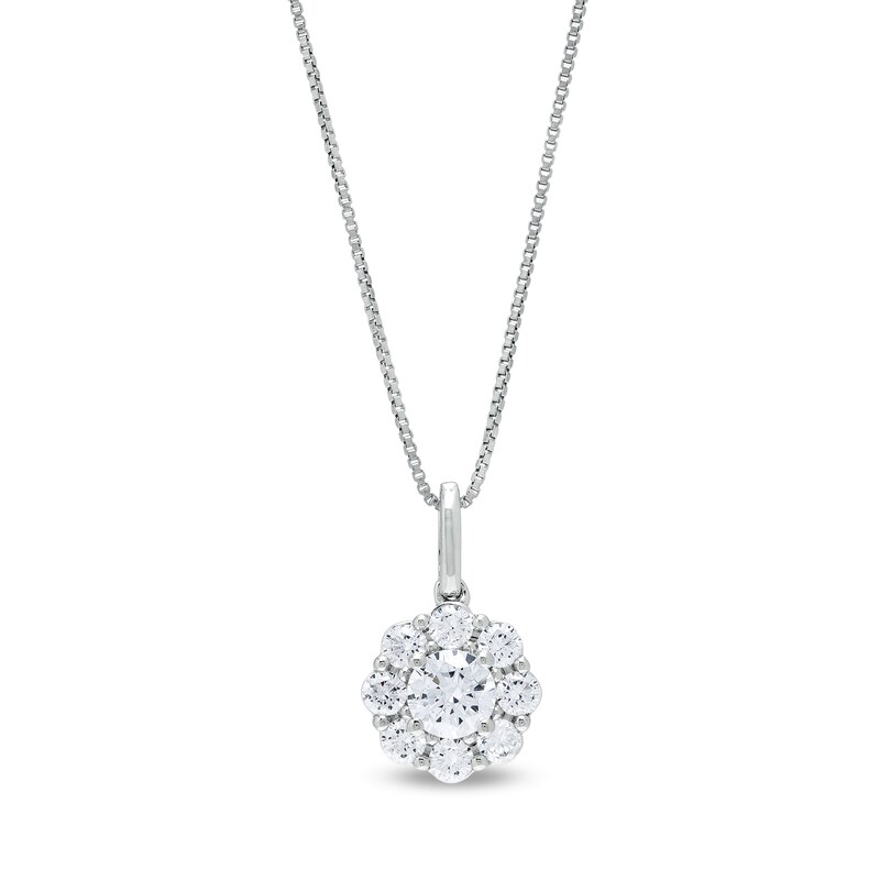 1 CT. T.W. Certified Lab-Created Diamond Scallop Frame Flower Pendant in 14K White Gold (F/SI2)