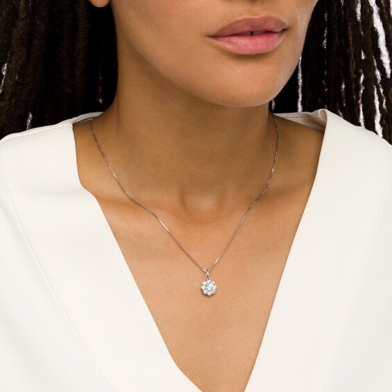 1 CT. T.w. Certified Lab-Grown Diamond Scallop Frame Flower Pendant in 14K White Gold (F/Si2)