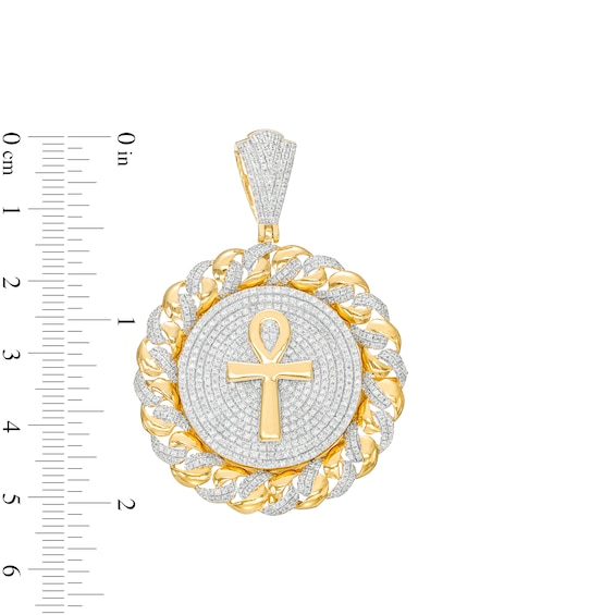1-3/4 CT. T.w. Diamond Chain Link Frame Ankh Necklace Charm in 10K Gold