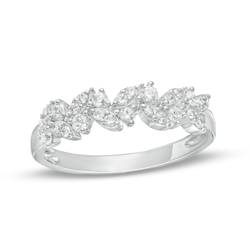Main Image 1 of 1/3 CT. T.W. Multi-Diamond Leaves Ring in 10K White Gold