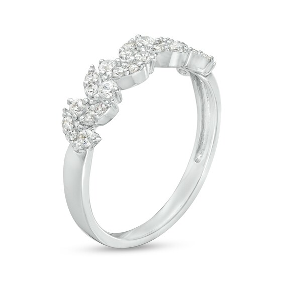 1/3 CT. T.w. Multi-Diamond Leaves Ring in 10K White Gold