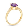 Thumbnail Image 3 of Pear-Shaped Amethyst and White Lab-Created Sapphire Bypass Ring in Sterling Silver with 14K Gold Plate