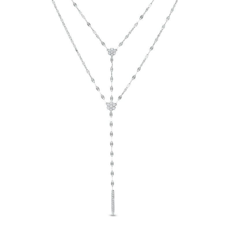 Main Image 1 of 1/4 CT. T.W. Diamond Double Strand Y-Necklace in 10K White Gold