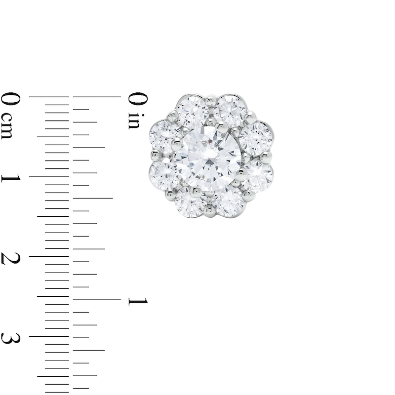 2 CT. T.W. Certified Lab-Created Diamond Scallop Frame Flower Stud Earrings in 14K White Gold (F/SI2)