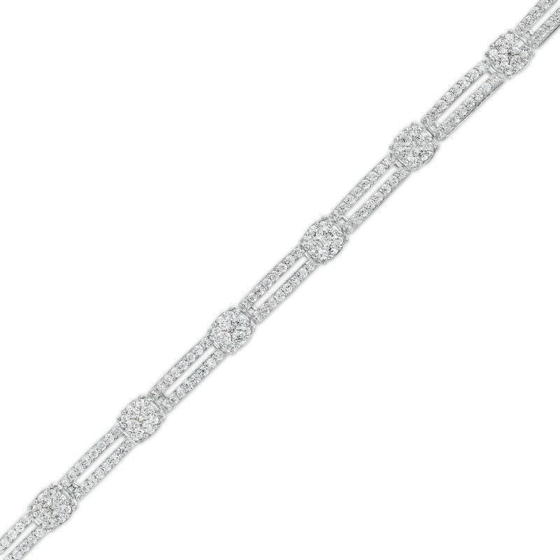 Main Image 1 of 2-1/2 CT. T.W. Multi-Diamond Double Row Alternating Link Bracelet in 10K White Gold – 7.5"