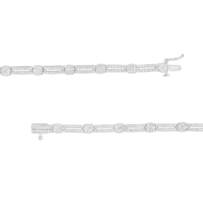 Main Image 3 of 2-1/2 CT. T.W. Multi-Diamond Double Row Alternating Link Bracelet in 10K White Gold – 7.5"