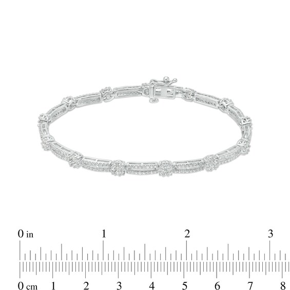2-1/2 CT. T.w. Multi-Diamond Double Row Alternating Link Bracelet in 10K White Gold â 7.5"