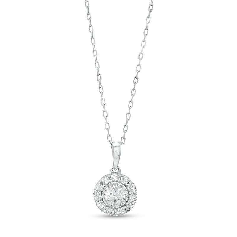 Main Image 1 of 1/2 CT. T.W. Diamond Frame Pendant in 10K White Gold