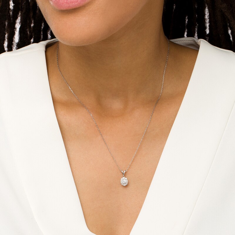 Main Image 2 of 1/2 CT. T.W. Diamond Oval-Shaped Frame Split Bail Pendant in 10K White Gold