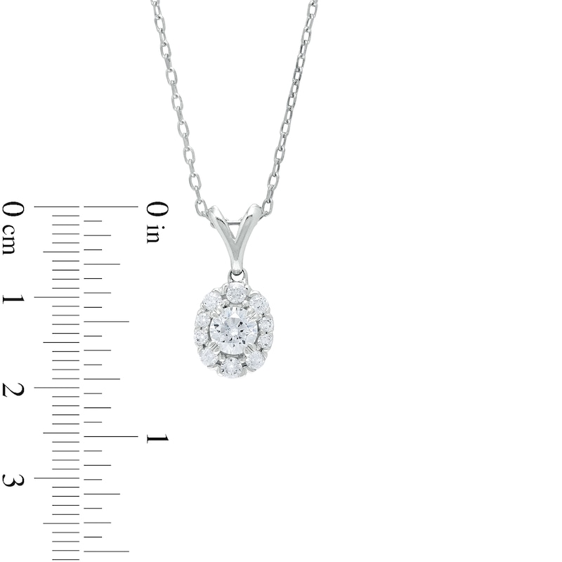 Main Image 3 of 1/2 CT. T.W. Diamond Oval-Shaped Frame Split Bail Pendant in 10K White Gold